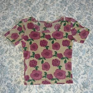 vintage handmade boat scoop neck floral top